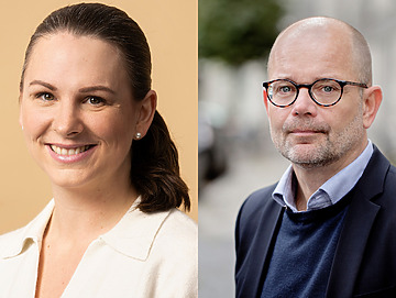 Mette Abildgaard fra Det Konservative Folkeparti og Scleroseforeningens direktør Klaus Høm